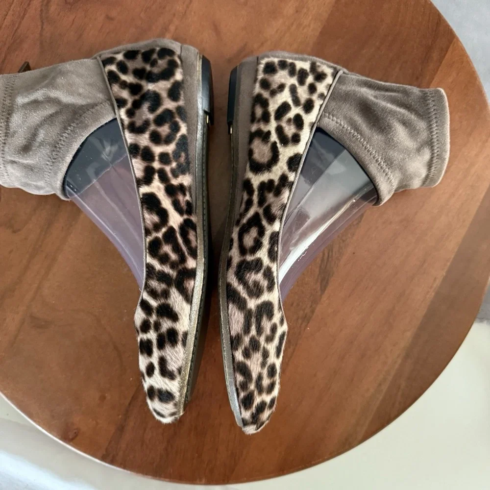 Baldan Venezia Leopard Print Pony Flat Ankle Closure Women's Size EU37.5/US‎ 7